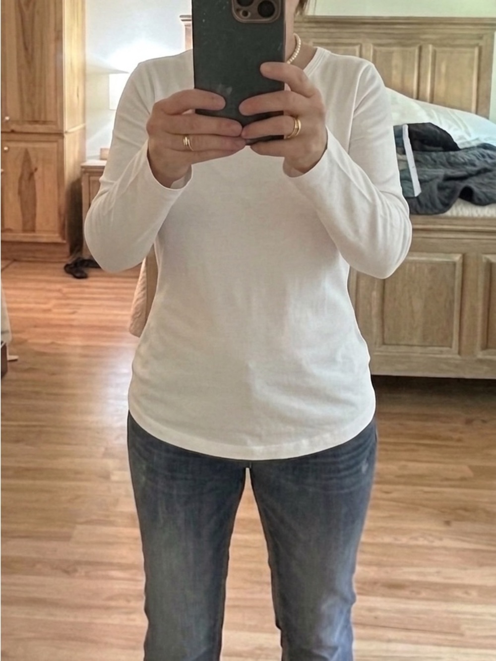 J. Crew White Long-Sleeve Crewneck Tee